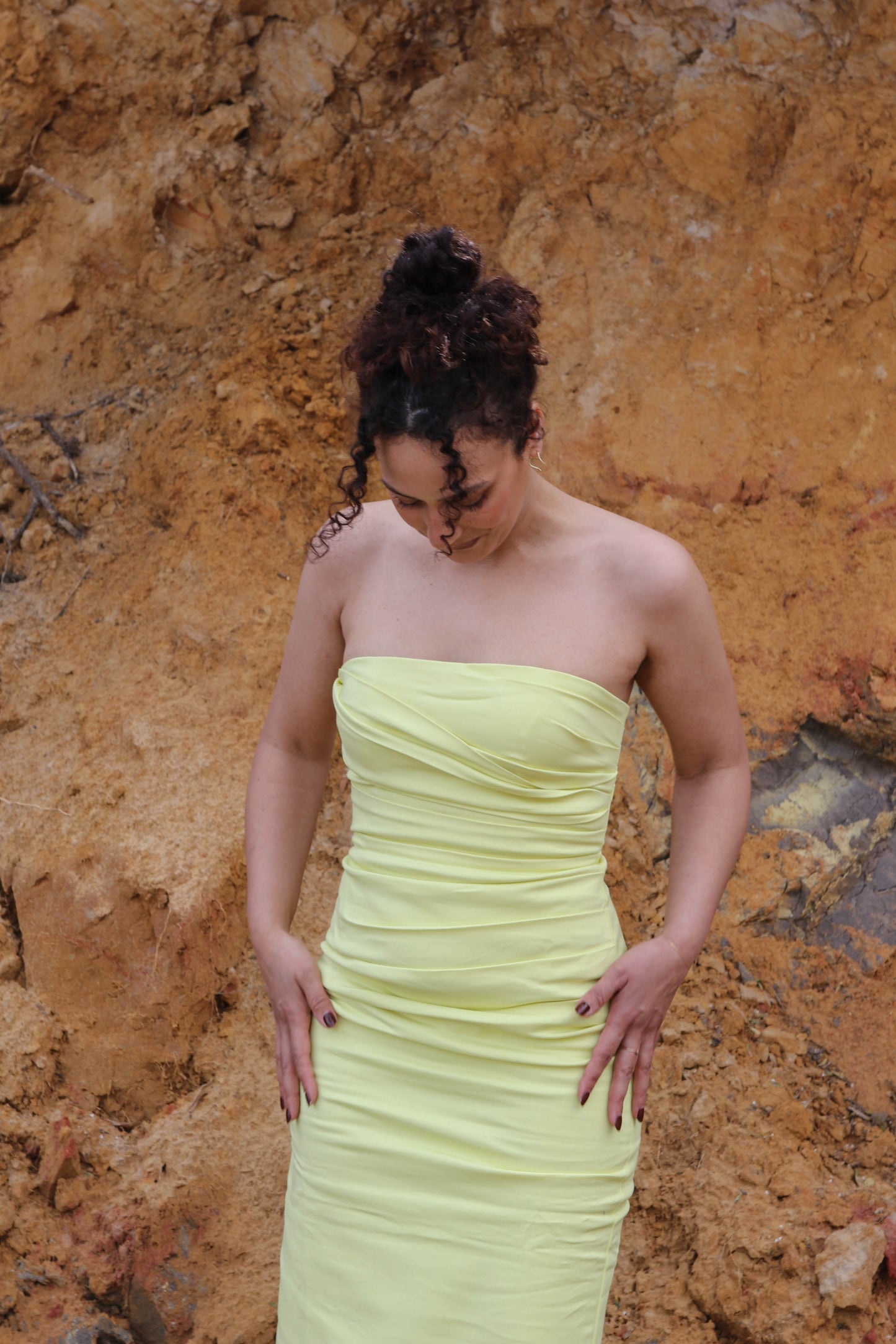 Shona Joy Lani Strapless Draped Maxi Dress