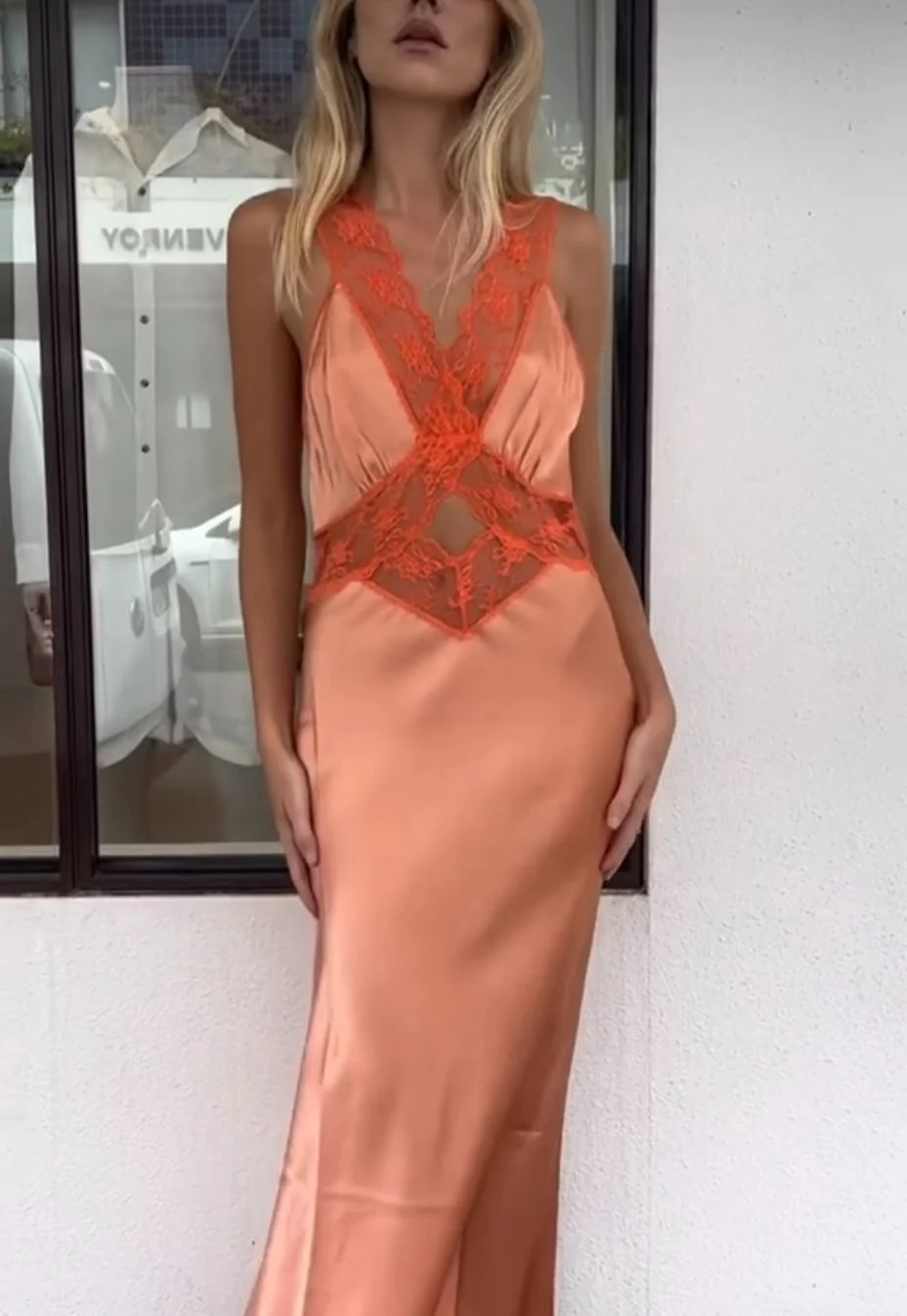 SIR The Label Aries Cut Out Gown Peach