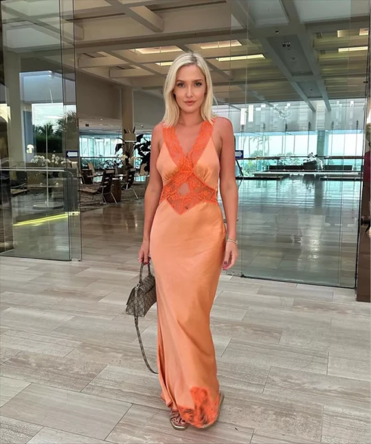 SIR The Label Aries Cut Out Gown Peach