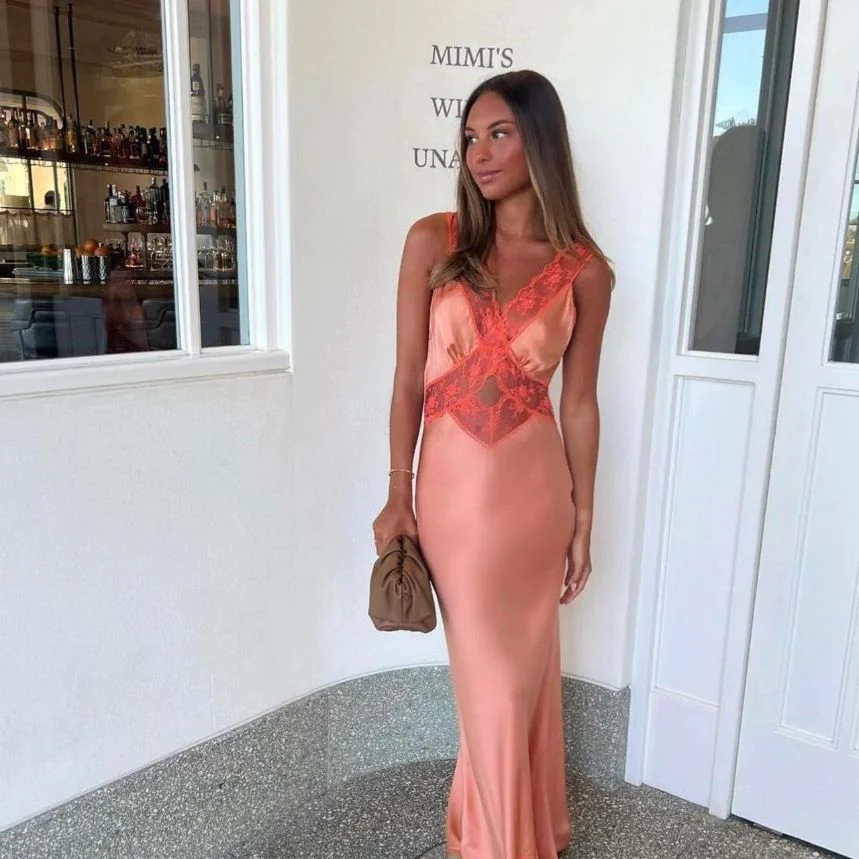 SIR The Label Aries Cut Out Gown Peach