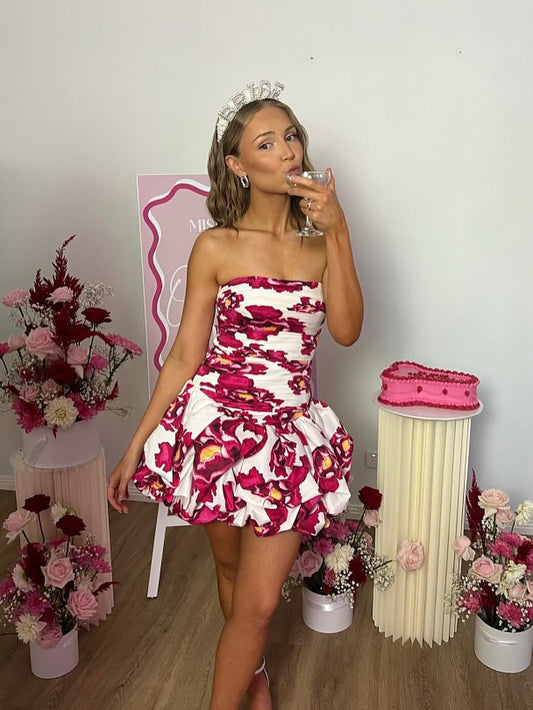 AJE Violette Bubble Hem Mini Dress - Boldly Blooming