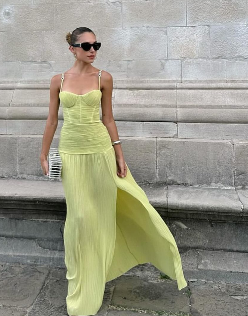 Manning Cartell Double Time Pleat Dress in Pistachio Robe Collective Manning Cartell Double Time Pleat Dress in Pistachio Robe Collective